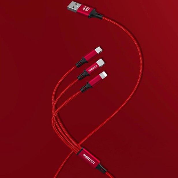 锐思/RECCI 10W 三合一充电线+纸盒包装RCS-D120速风一拖三（纸盒）