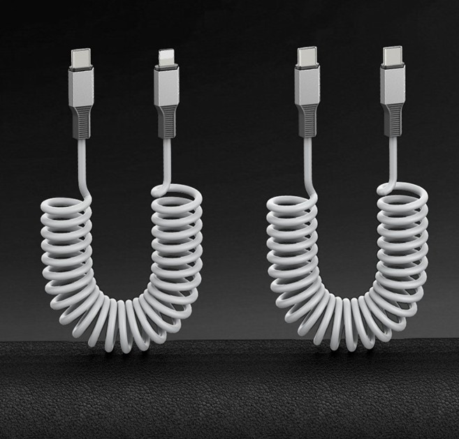 锐思/RECCI 快充弹簧数据线RS25CL，Type-C to Lightning