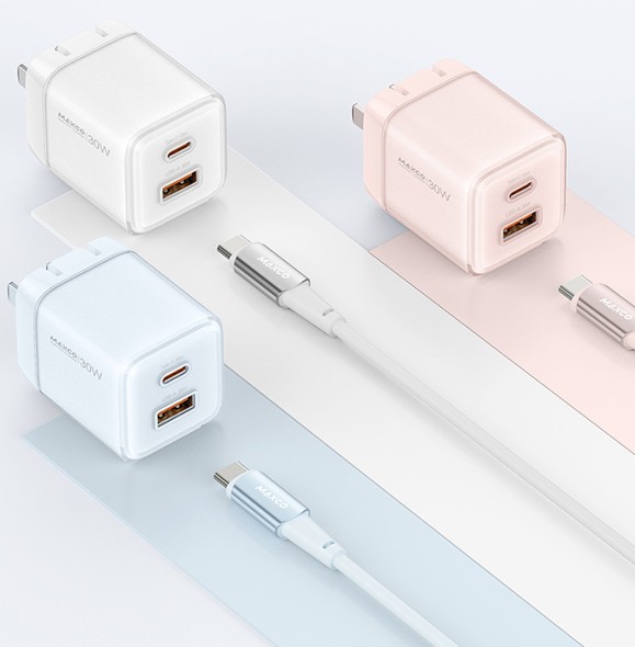 锐思/RECCI 30W氮化快速充电器套装MC18CC远峰蓝