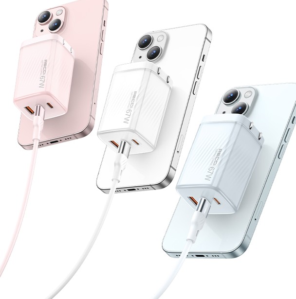 锐思/RECCI 67W氮化镓快速充电器套装RC85CC水晶白