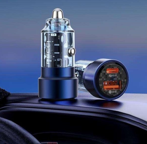 锐思/RECCI 75W双口皆快充出 =45W+USB 30W RCC-N15透明车充